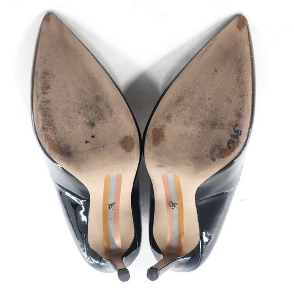 SAM EDELMAN Hazel Black Gold Simmer Patent Leather Stiletto Dress Pump - Picture 10 of 10